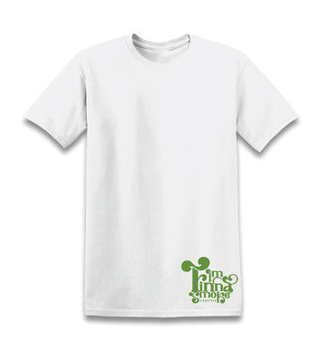 White T-shirt featuring Green Ink  Lifestyle T shirt for the Smoke Culture IM FINNA SMOKE LOGO on Front Bottom of Shirt and IFS logo on the Back